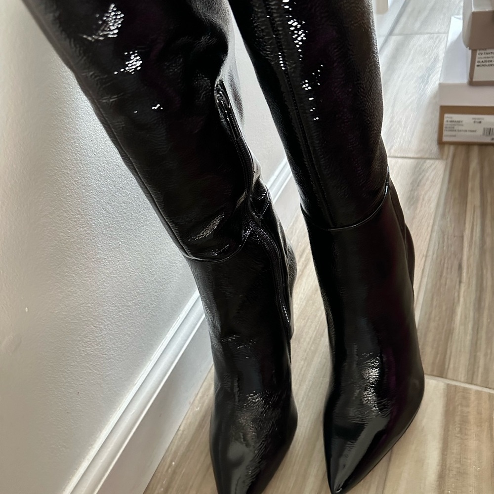 Vince Camuto Minnada Shiny Black Over-the-Knee Boots Wide Calf - Picture 4 of 10